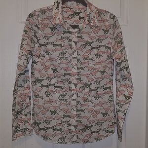 Crown & Ivy cheetah print   button down shirt Sz S